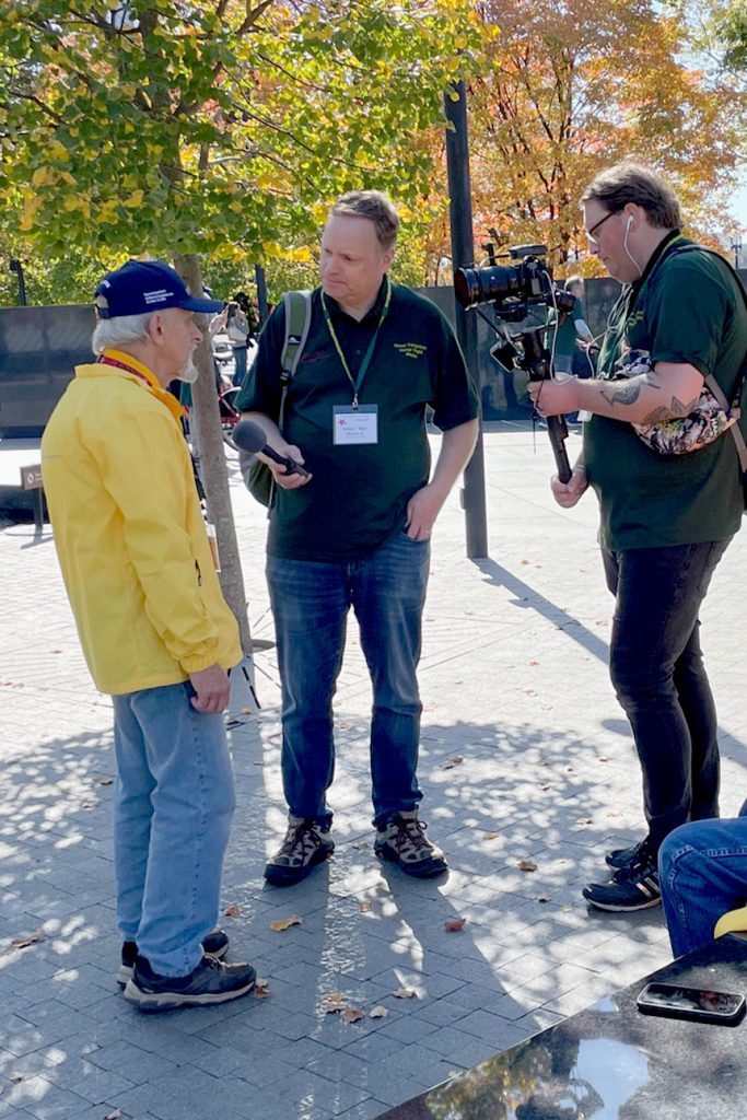 Bob and Daniel interviewing a veteran