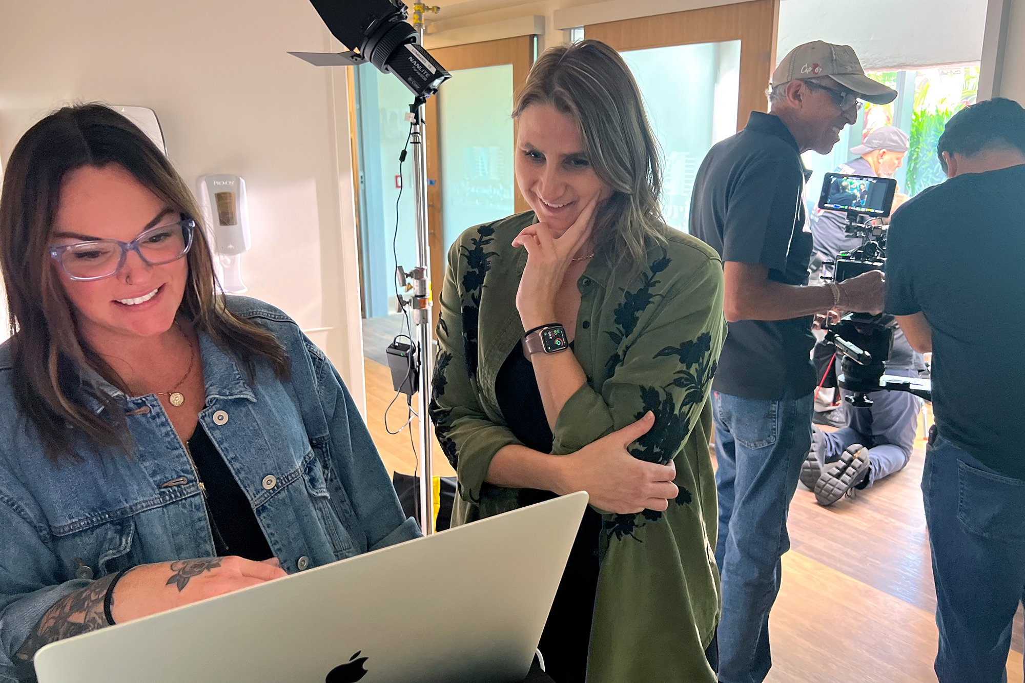 Tiffini Kieler and Sarah Pauls offering design direction at video shoot