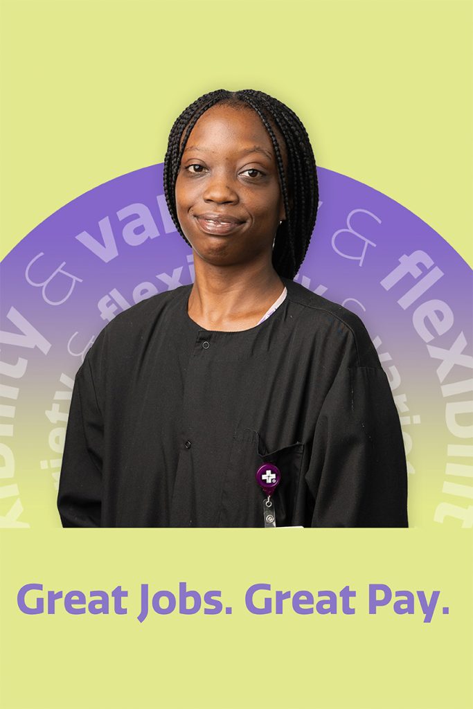 a woman in a black shirt Great Jobs. Great Pay.