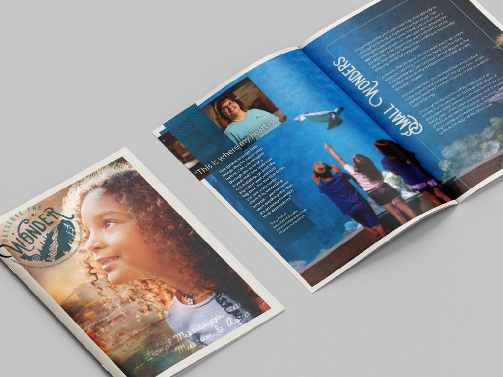 magazine cover and showing 2 pages open