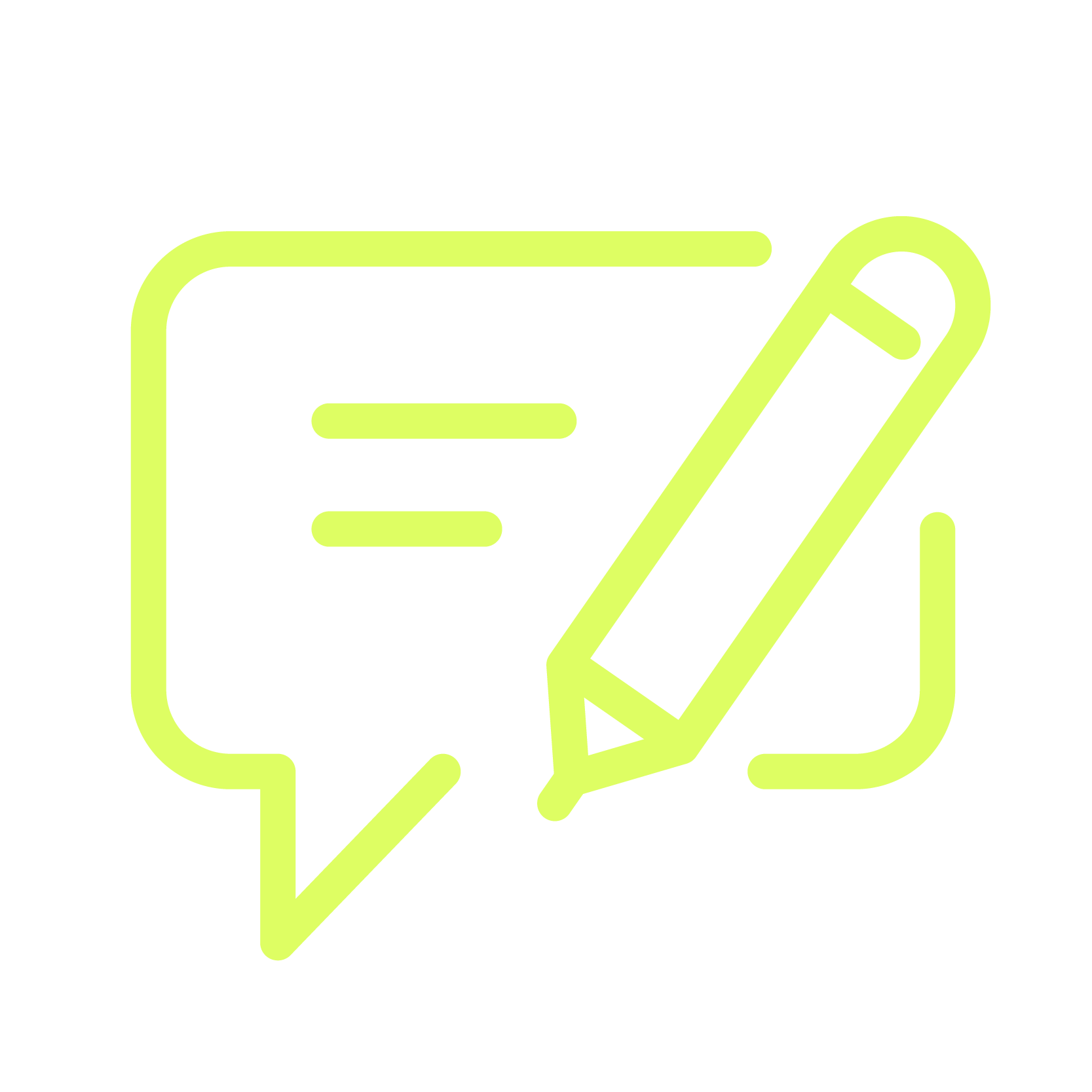 chat bubble with pencil on top icon