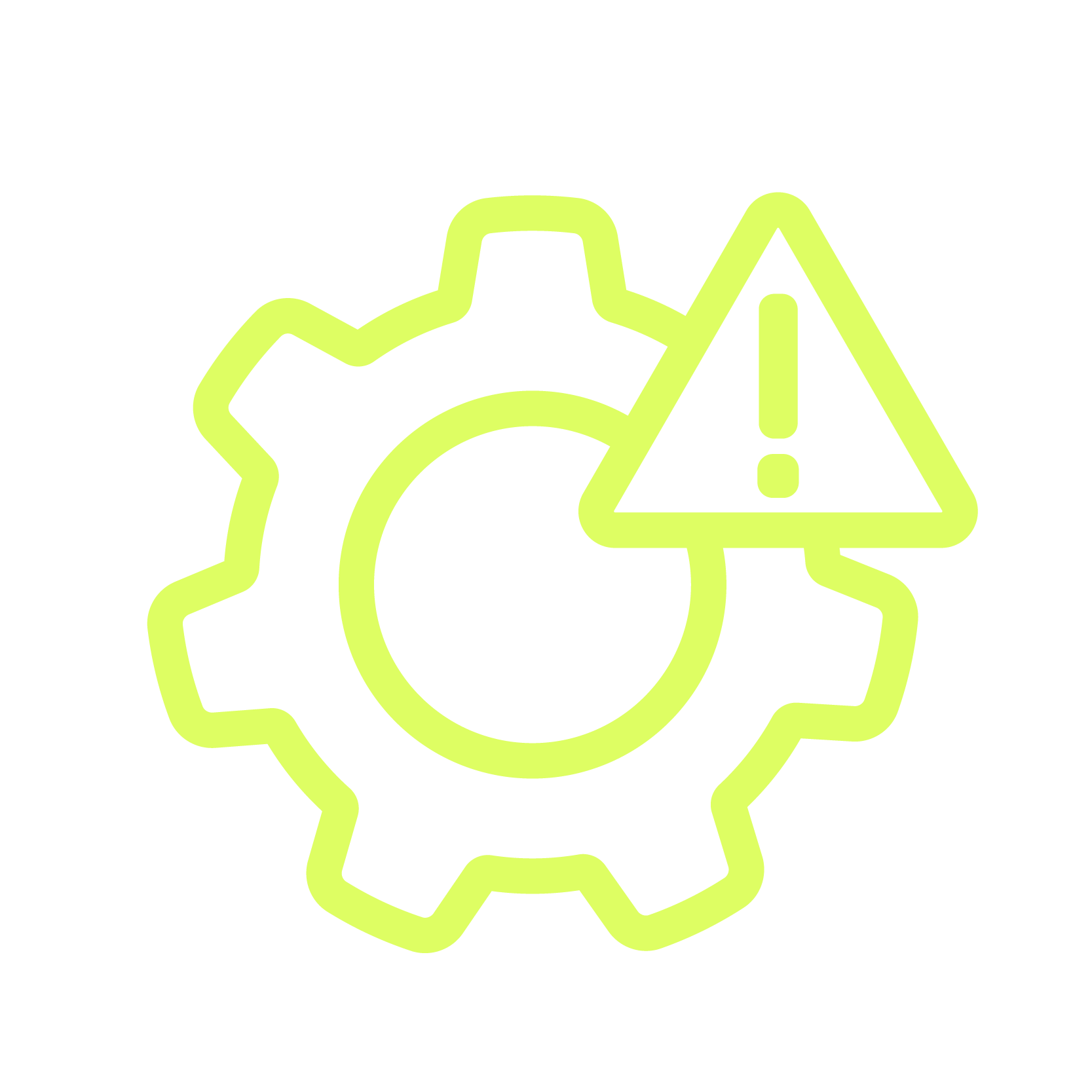 gear with warning sign icon