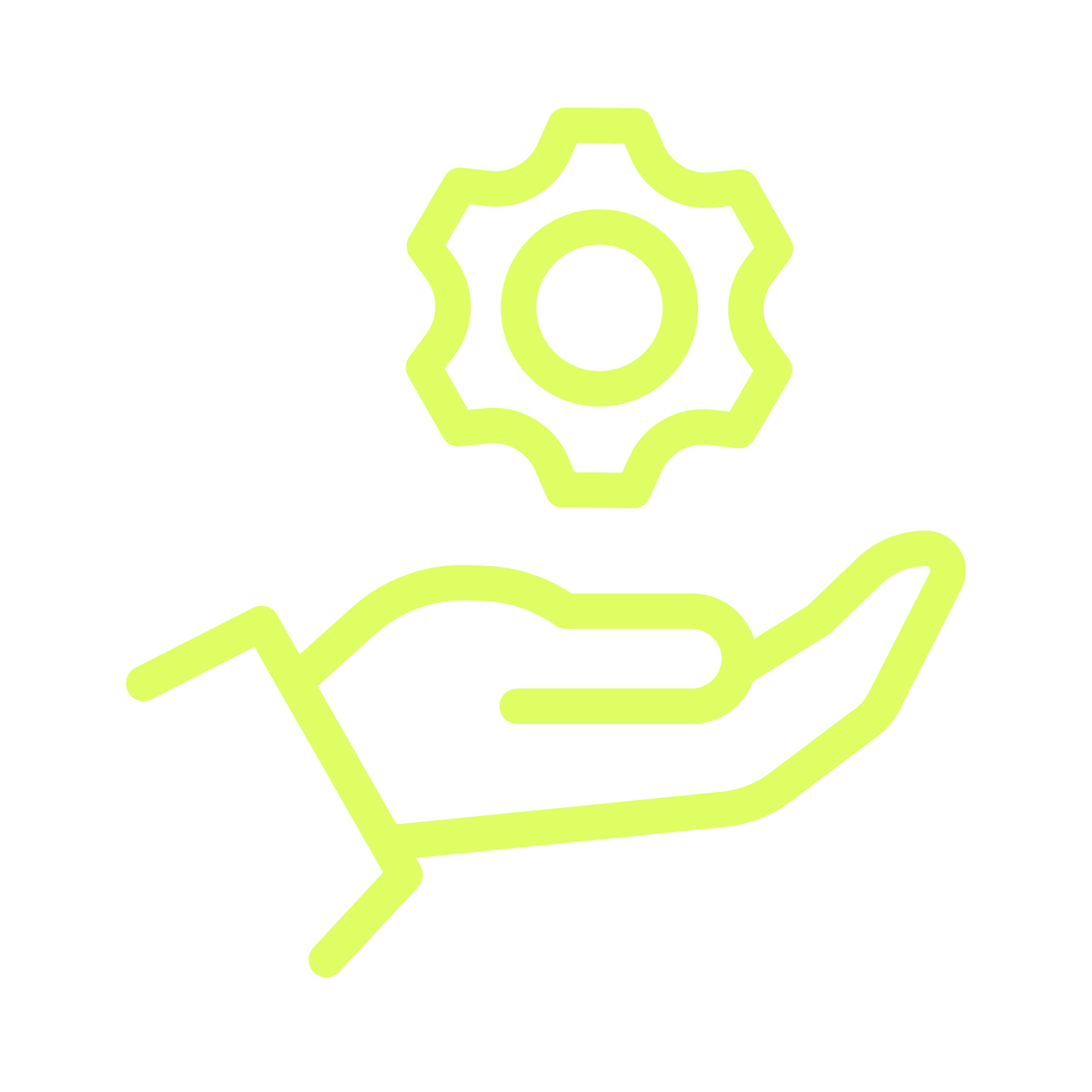 hand holding gear icon