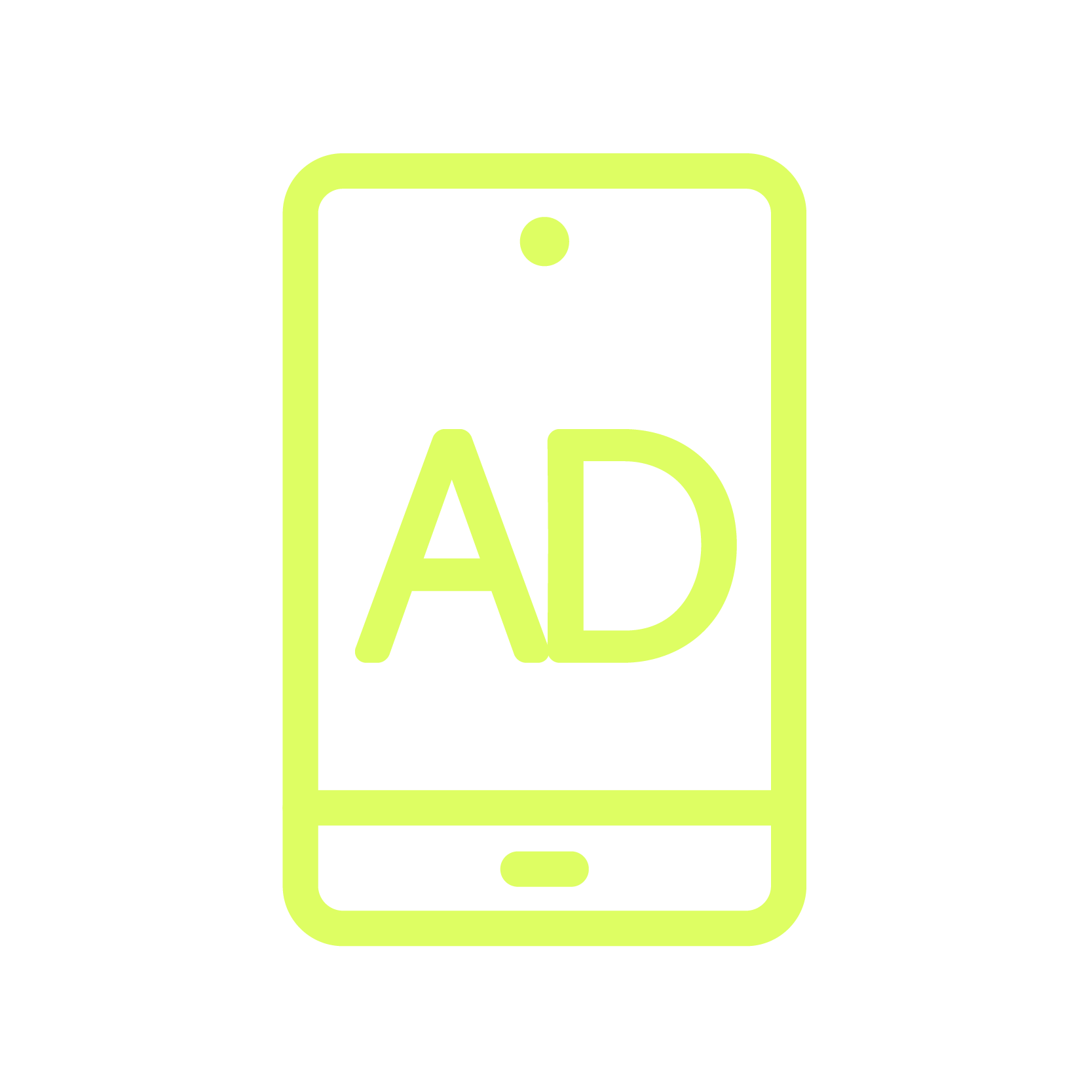 mobile phone with word ad icon