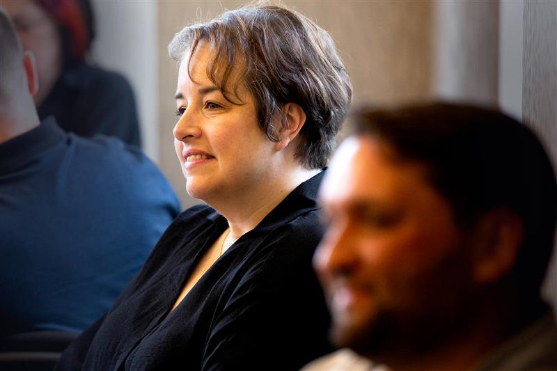 Media strategist in meeting