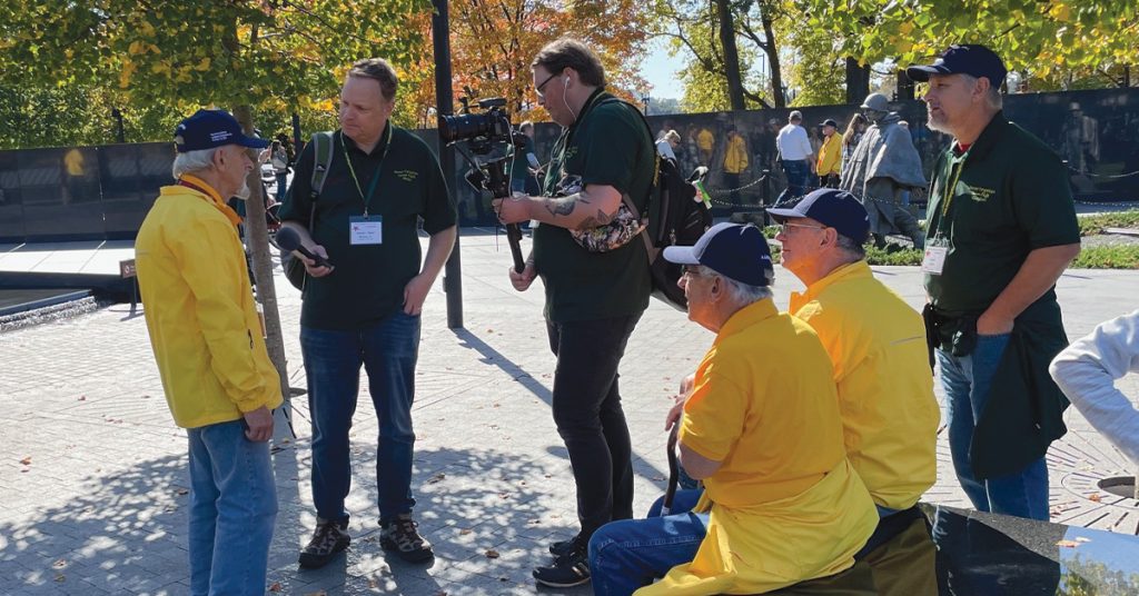 Amperage video production team on outdoor video shoot