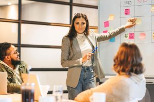 Presenter showing targeted marketing messages.